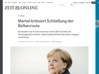 Bild zum Artikel: Flüchtlinge: Merkel kritisiert Schließung der Balkanroute