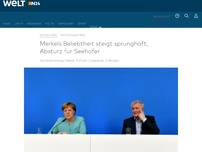 Bild zum Artikel: Deutschlandtrend: Merkels Beliebtheit steigt sprunghaft, Absturz für Seehofer
