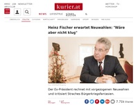 Bild zum Artikel: Heinz Fischer erwartet Neuwahlen: 'Wäre aber nicht klug'