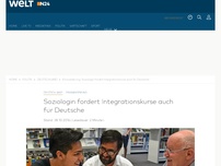 Bild zum Artikel: Einwanderung: Soziologin fordert Integrationskurse auch für Deutsche