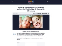 Bild zum Artikel: Nach 16 Fehlgeburten: Lizzie Allen verliert ihr 17. Kind durch Meningitis-Erkrankung