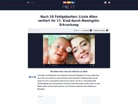Bild zum Artikel: Nach 16 Fehlgeburten: Lizzie Allen verliert ihr 17. Kind durch Meningitis-Erkrankung