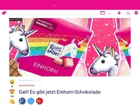 Bild zum Artikel: Es gibt jetzt Einhorn-Schokolade und so schmeckt sie: