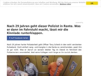 Bild zum Artikel: Nach 29 Jahren geht dieser Polizist in Rente. Was er dann im Fahrstuhl macht, lässt mir die Kinnlade runterklappen.