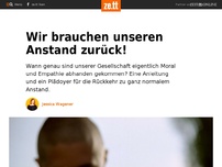 Bild zum Artikel: Wir brauchen unseren Anstand zurück!