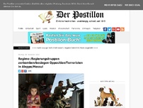 Bild zum Artikel: Regime-/Regierungstruppen zerbomben/besiegen Opposition/Terroristen in Aleppo/Mossul