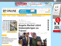 Bild zum Artikel: Begegnung mit Flüchtlingskind - Angela Merkel rührt Siebenjährigen zu Tränen