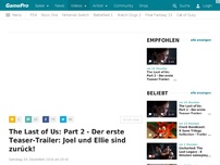 Bild zum Artikel: Video: The Last of Us: Part 2 - Der erste Teaser-Trailer: Joel und Ellie sind zurück!