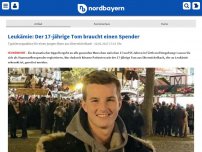 Bild zum Artikel: Leukämie: Der 17-jährige Tom braucht einen Spender