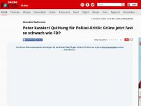 Bild zum Artikel: Aktueller Wahltrend - Peter kassiert Quittung für Polizei-Kritik: Grüne jetzt fast so schwach wie FDP