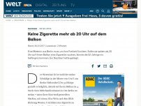 Bild zum Artikel: Mieter-Urteil: Keine Zigarette mehr ab 20 Uhr auf dem Balkon