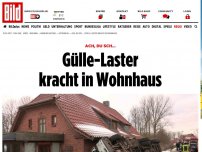 Bild zum Artikel: Ach, du SCH... - Gülle-Laster kracht in Wohnhaus