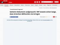 Bild zum Artikel: 'Unrealistisches Programm' - Geheimer Brief aufgetaucht: IWF wusste 2010, dass Griechen-Milliarden nix bringen