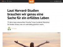 Bild zum Artikel: Laut einer Harvard-Studie brauchen wir genau eine Sache für ein erfülltes Leben