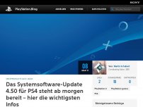 Bild zum Artikel: Das Systemsoftware-Update 4.50 für PS4 steht ab morgen bereit – hier die wichtigsten Infos