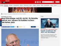 Bild zum Artikel: Finanzplan bis 2021 - Asyl-Rücklage reicht nicht: Schäuble warnt vor neuen Schulden schon nächstes Jahr