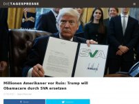 Bild zum Artikel: Millionen Amerikaner vor Ruin: Trump will Obamacare durch SVA ersetzen