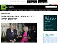 Bild zum Artikel: Milliardär David Rockefeller mit 101 Jahren gestorben