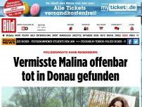 Bild zum Artikel: Polizei-Einsatz - Vermisste Malina tot in Donau gefunden
