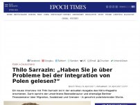 Bild zum Artikel: Thilo Sarrazin: „Haben Sie je über Probleme bei der Integration von Polen gelesen?“