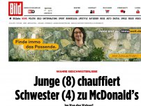 Bild zum Artikel: Wahre Geschwisterliebe - Junge (8) chauffiert Schwester (4) zu McDonald’s