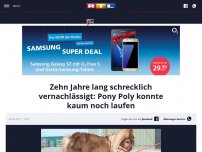 Bild zum Artikel: Zehn Jahre lang schrecklich vernachlässigt: Pony Poly konnte kaum noch laufen