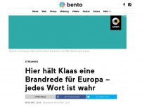 Bild zum Artikel: Hier hält Klaas eine Brandrede für Europa – jedes Wort ist wahr