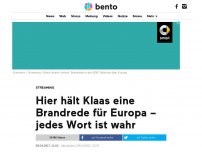 Bild zum Artikel: Hier hält Klaas eine Brandrede für Europa – jedes Wort ist wahr