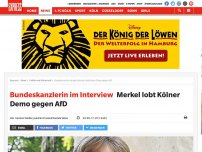 Bild zum Artikel: Bundeskanzlerin im Interview: Merkel lobt Kölner Demo gegen AfD