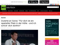 Bild zum Artikel: Duterte an Soros: 'Für dich ist ein spezieller Platz in der Hölle - und ich schick' dich dorthin'