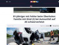 Bild zum Artikel: 81-Jähriger mit Fehler beim Überholen: Familie mit Kind (2) bei Autounfall auf A5 schwerverletzt