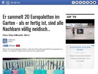 Bild zum Artikel: Er sammelt 20 Europaletten im Garten - als er fertig ist, sind alle Nachbarn völlig neidisch...