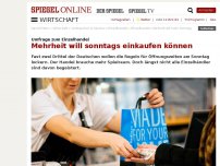 Bild zum Artikel: Umfrage zum Einzelhandel: Mehrheit will sonntags einkaufen können