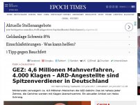 Bild zum Artikel: GEZ: 4,6 Millionen Mahnverfahren, 4.000 Klagen – ARD-Angestellte sind Spitzenverdiener in Deutschland