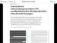 Bild zum Artikel: Geheimdienst-Untersuchungsausschuss: Wir veröffentlichen den Abschlussbericht – ohne die Schwärzungen