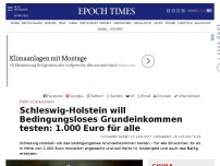 Bild zum Artikel: Schleswig-Holstein will jedem Einwohner 1.000 Euro zahlen – Bedingungsloses Grundeinkommen für alle