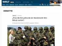 Bild zum Artikel: Soldaten: 'Frau Merkel, geben Sie der Bundeswehr ihre Würde zurück'