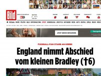 Bild zum Artikel: Fußball-Fan starb an Krebs - England nimmt Abschied vom kleinen Bradley (†6)