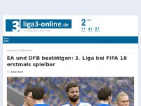 Bild zum Artikel: EA bestätigt: 3. Liga bei FIFA 18 erstmals spielbar