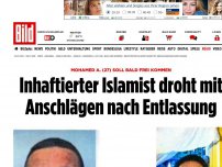 Bild zum Artikel: Mohamed A. bald frei - Inhaftierter Islamist droht mit Anschlägen