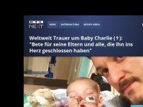 Bild zum Artikel: Weltweit Trauer um Baby Charlie (✝): 'Bete für seine Eltern und alle, die ihn ins Herz geschlossen haben'