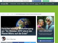 Bild zum Artikel: Forscher kündigt Weltuntergang an: Im Oktober 2017 stürzt der Planet Nibiru auf die Erde!
