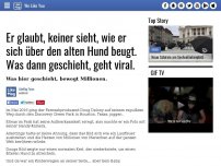 Bild zum Artikel: Er glaubt, keiner sieht, wie er sich über den alten Hund beugt. Was dann geschieht, geht viral.
