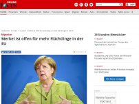 Bild zum Artikel: Verdopplung der zugesagten Plätze auf 40.000 - Merkel ist offen für Ansiedlung von mehr Flüchtlingen in der EU