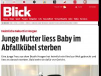 Bild zum Artikel: Heimliche Geburt in Horgen: Junge Mutter liess Baby im Abfallkübel sterben