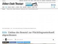 Bild zum Artikel: Köln: Umbau des Bonotel zur Flüchtlingsunterkunft abgeschlossen