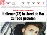 Bild zum Artikel: Disco-Streit eskalierte - Italiener (22) in Lloret de Mar zu Tode getreten