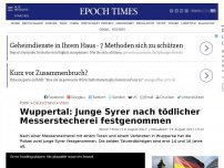 Bild zum Artikel: Wuppertal: Junge Syrer nach tödlicher Messerstecherei festgenommen