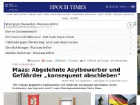 Bild zum Artikel: Maas: Abgelehnte Asylbewerber und Gefährder „konsequent abschieben“