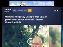 Bild zum Artikel: Krebskranke Jacky Drappeldrey (27) ist gestorben – zuvor wurde ihr letzter Wunsch erfüllt